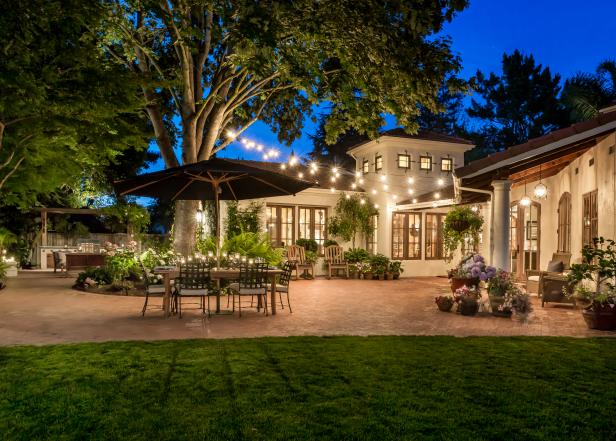 Backyard Mediterranean Backyard at Night Backyard Mediterranean Backyard at Night