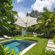 Private, Tropical Backyard With Pool and Umbrella