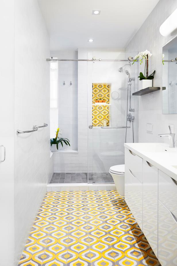 White Bathroom With Yellow Floor White Bathroom With Yellow Floor