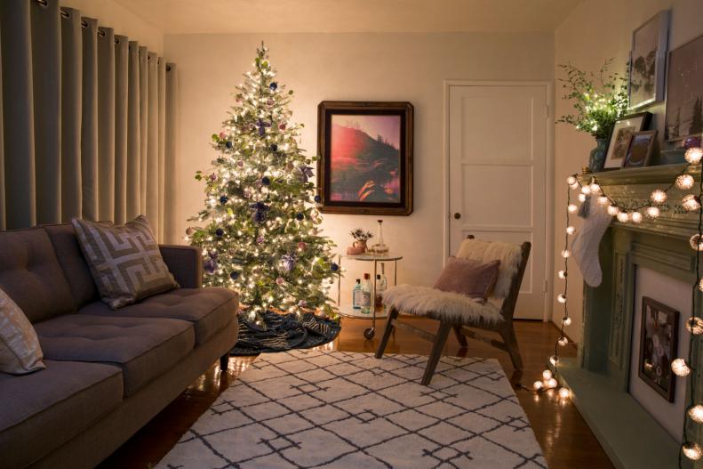 Living Room With Christmas Trees