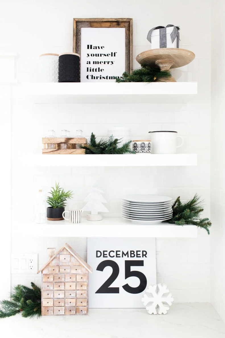 Kitchen Shelf With Christmas Decor