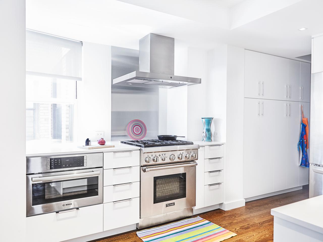 White, Modern Kitchen with Colorful Accents | HGTV