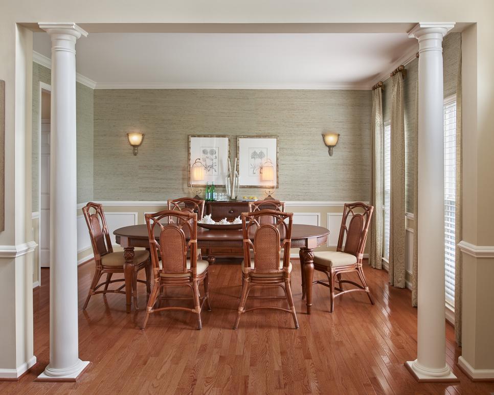 Traditional Neutral Dining Room With Columns Neutral Dining Room With Columns