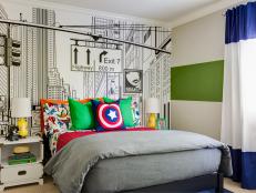 Multicolored Contemporary Boy's Bedroom With Mural