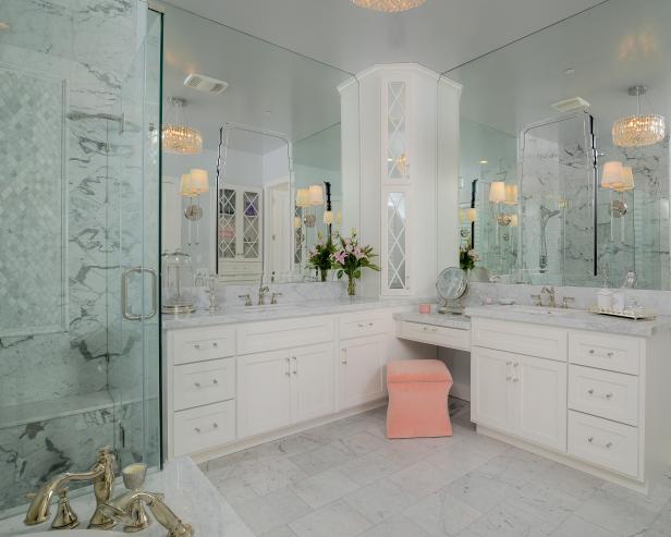 White Spa Bathroom With Built-In Vanity White Spa Bathroom With Built-In Vanity