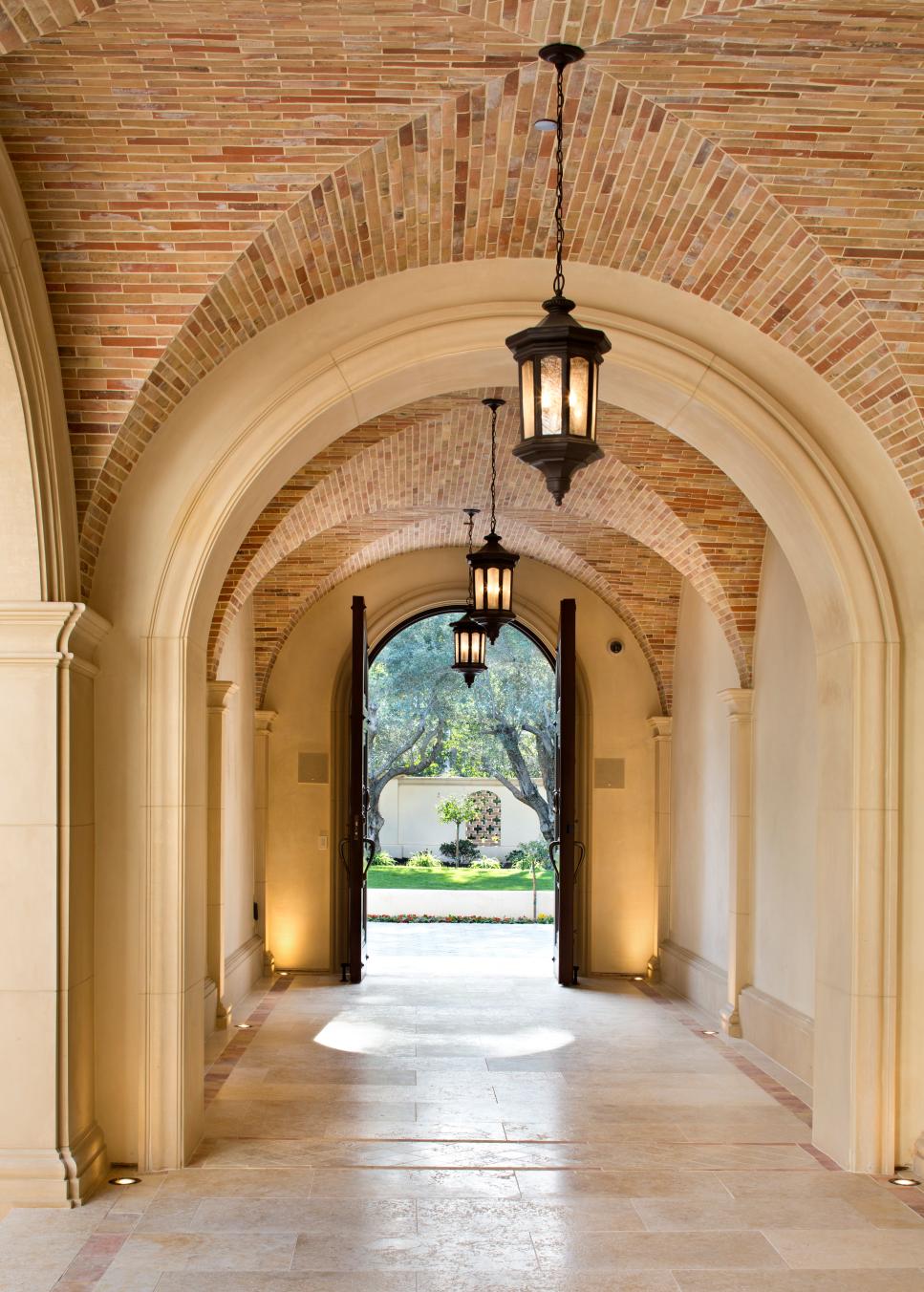 Arched Entryway Entrance to Mediterranean Home, Courtyard