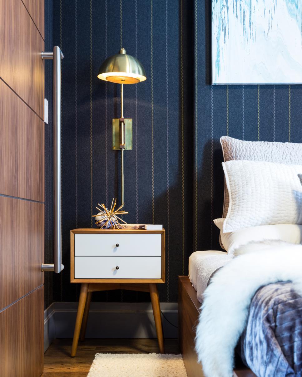 Nightstand and Brass Sconce Nightstand and Sconce