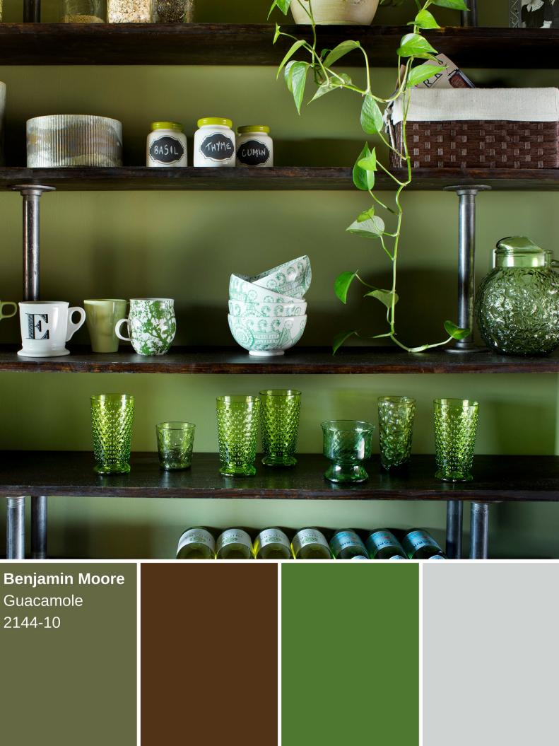 This delicious color evokes the rich green hue of avocados and adds a unique flair to any space. Use it as an accent or go all in and pair guacamole with various shades of green and white accents.