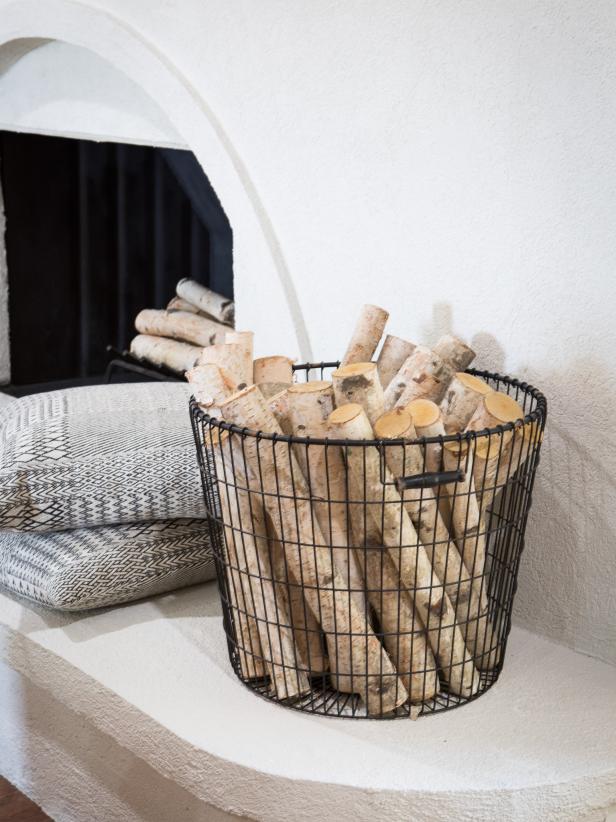 Basket With Fireplace Logs