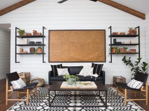 Industrial Farmhouse Living Room With Slingback Lounge Chairs