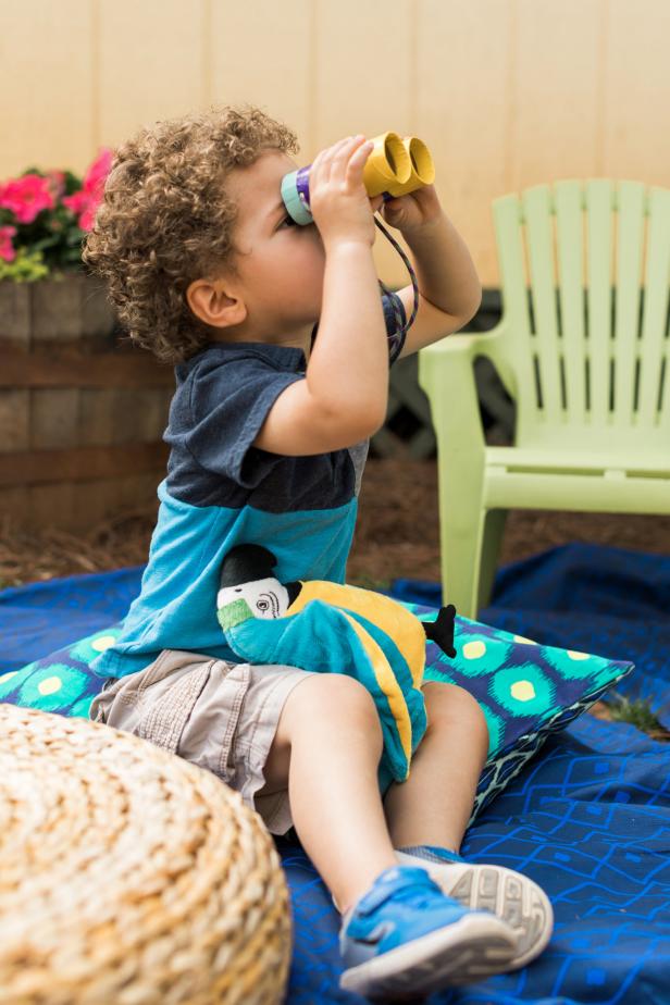 Kiddos can scout out the yard all day long with these cute, easy to make paper binoculars.