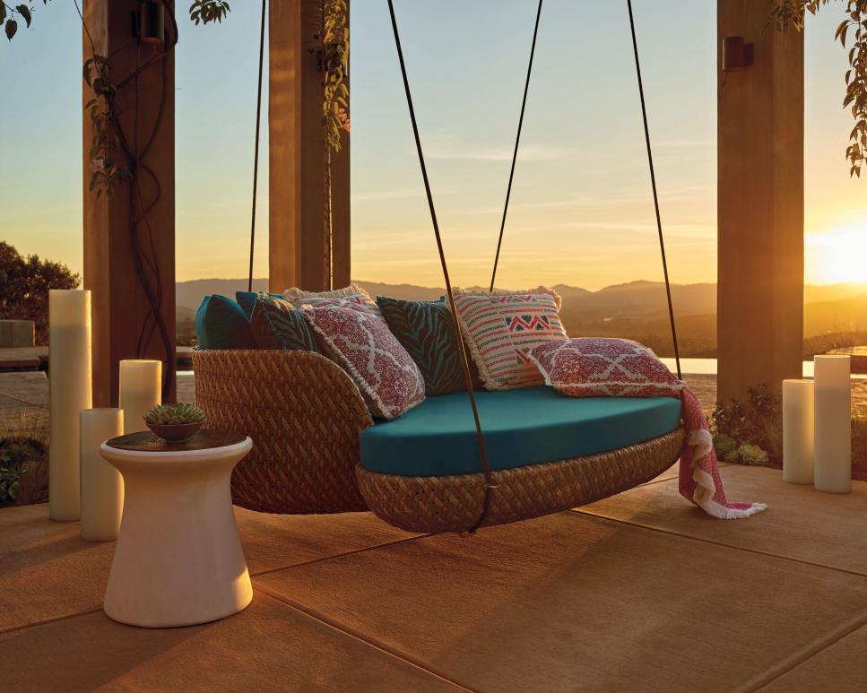 The great outdoors can always be more glamorous swing chair with cushions