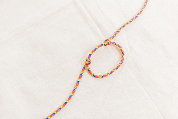 Flip and repeat this process with the other side about 2” away from your first knot (Image A, B & C).
