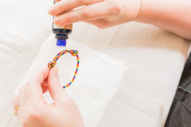 Add a few drops of Citronella essential oil to the bracelet to help keep mosquitos away! Let it soak in for a few minutes before putting bracelet on. To adjust sizing, slide one knot towards the other until the bracelet is large enough to slip your hand through. To tighten, pull the knots away from one another.