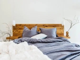 Contemporary Bedroom With Custom Wood Bed