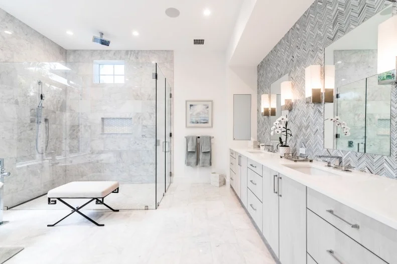 Gray and White Spa Bathroom