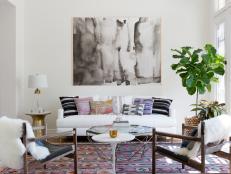 Eclectic Living Room With Abstract Art