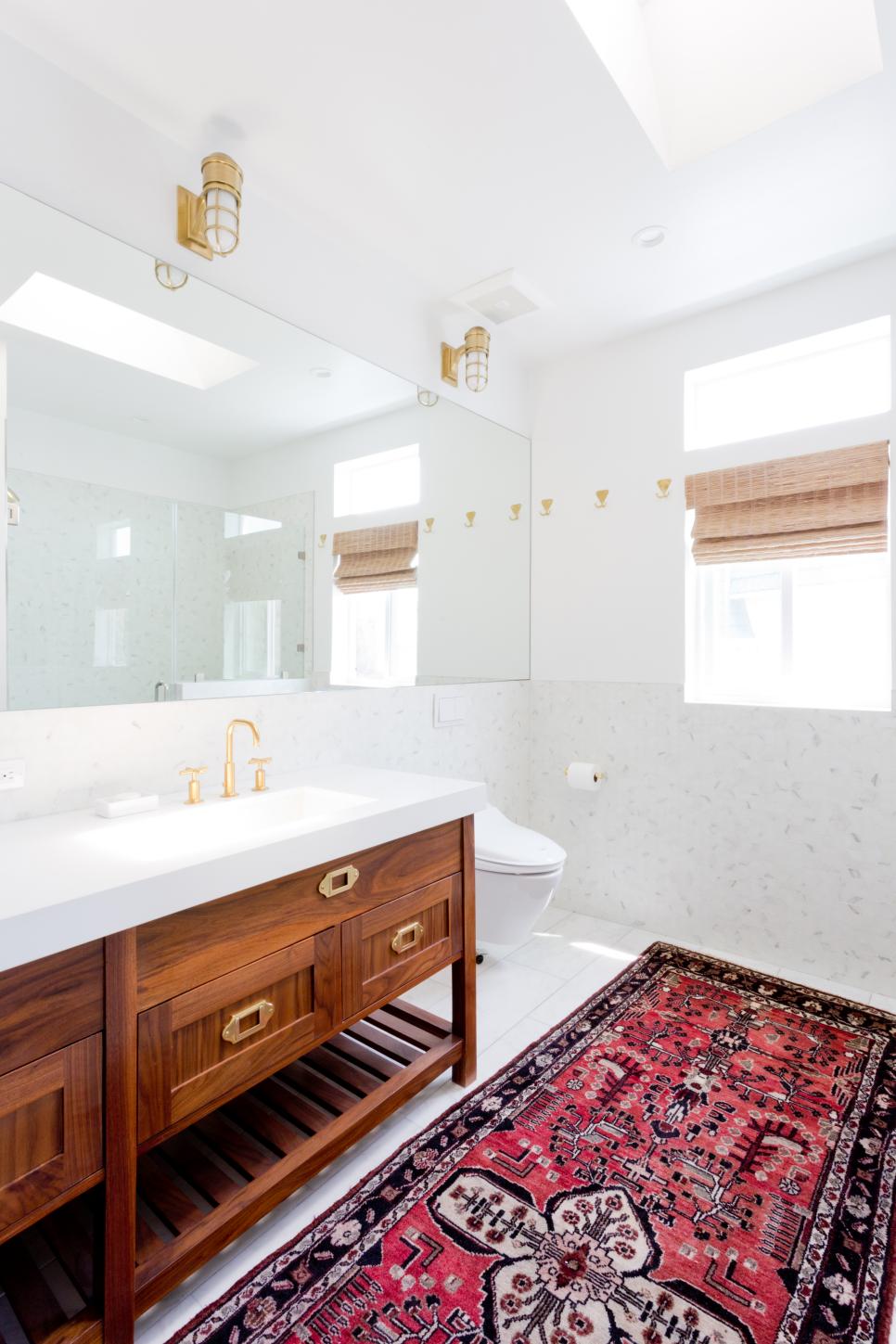 Transitional White Bathroom With Double Vanity Transitional White Bathroom With Double Vanity