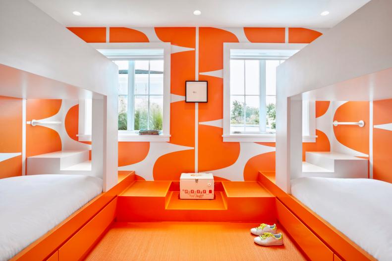 Modern Orange and White Bedroom