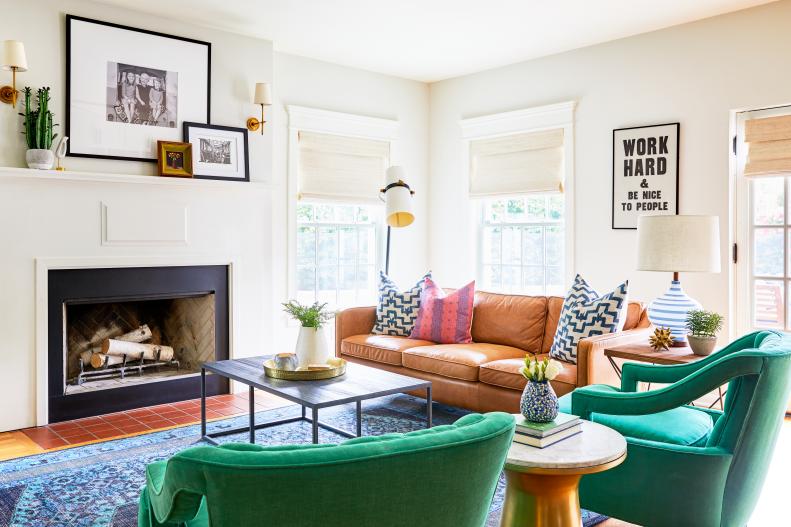 Historic 1930s Home with Fun, Eclectic and Durable Living Room 