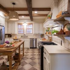 Neutral French Country Kitchen with Custom Made Basket-Light