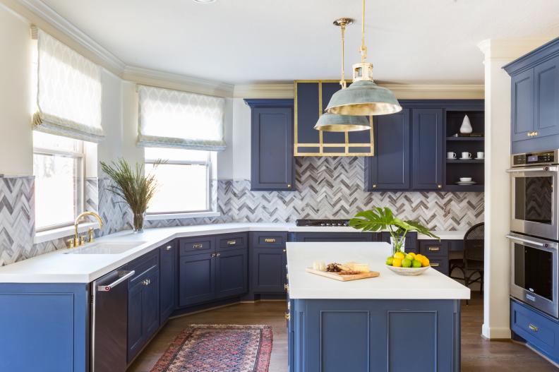 Blue and White Transitional Kitchen