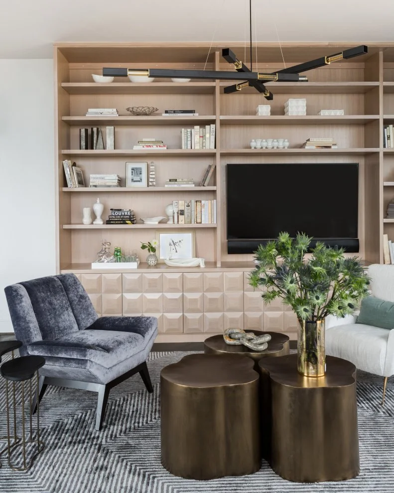 Living Room With Gold Tables