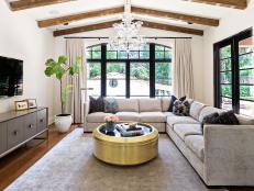 Living Room With Gold Coffee Table