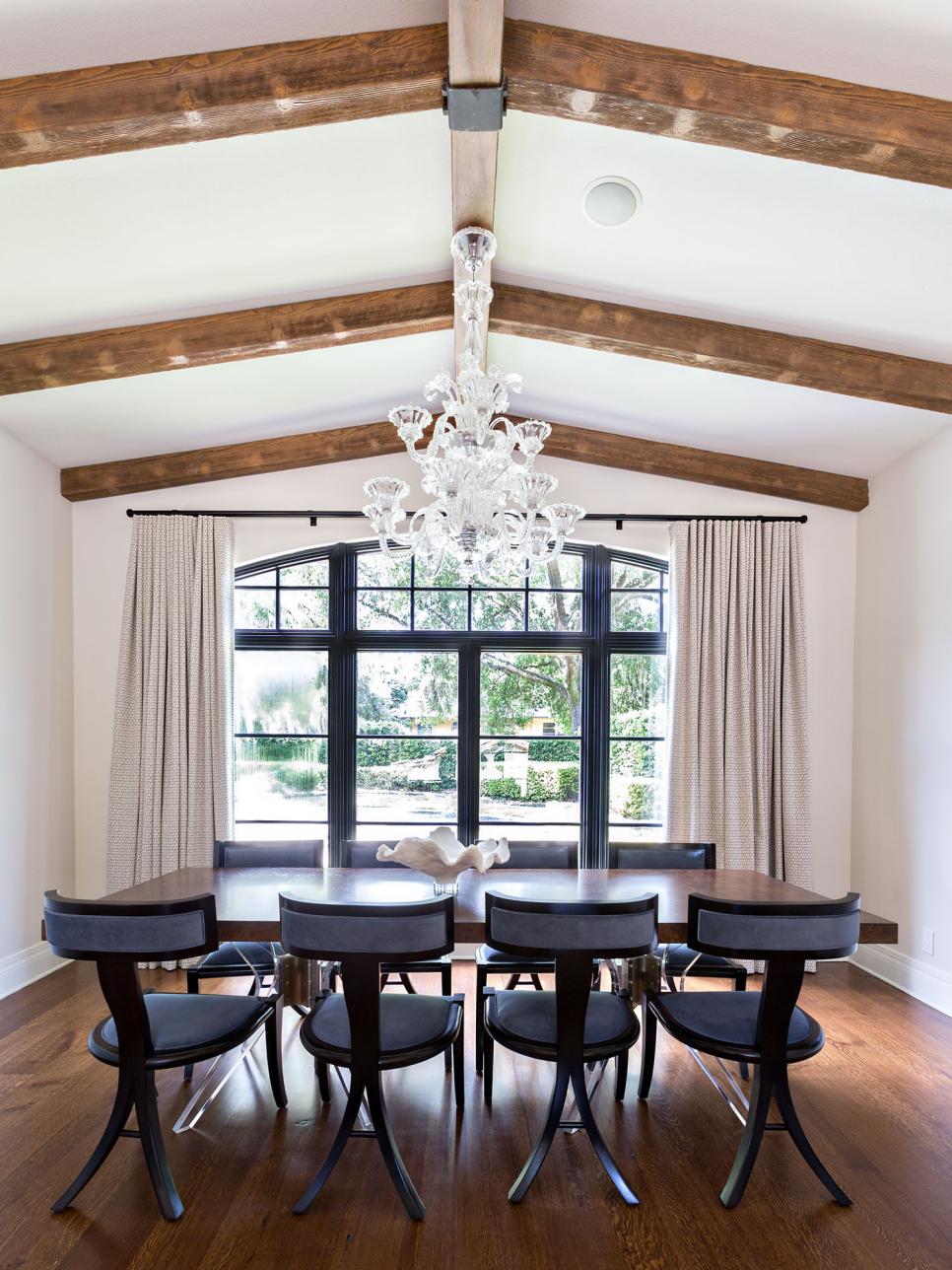 Mediterranean Dining Room With Glass Chandelier Dining Room With Glass Chandelier