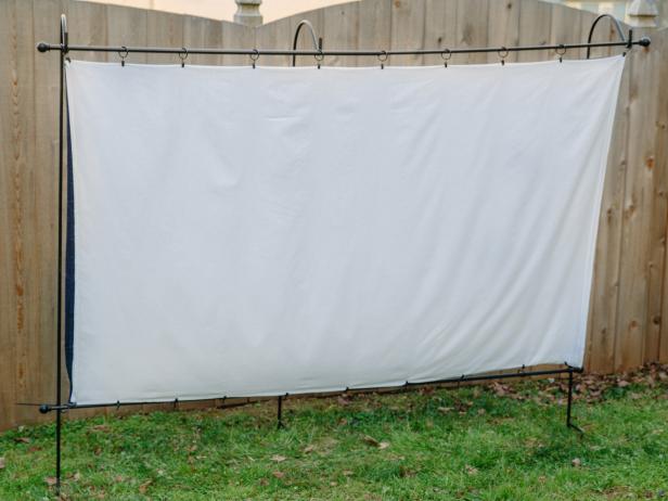 Movie screen ready for a show.