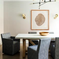 Transitional Dining Room With Gray Chairs