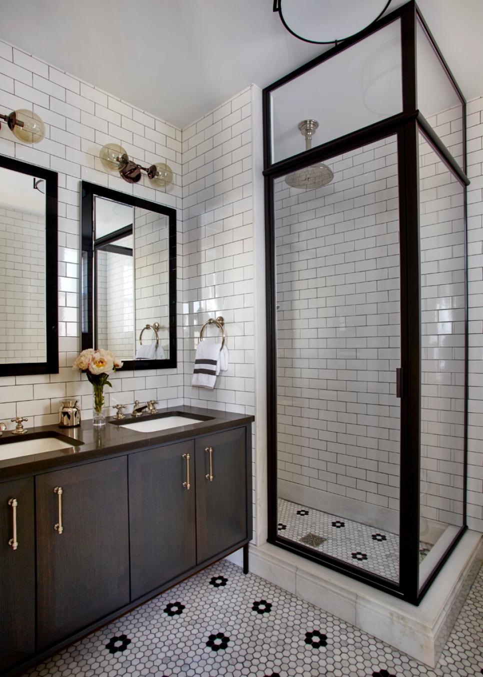 Double Vanity Bathroom With Wood Vanity Double Vanity Bathroom