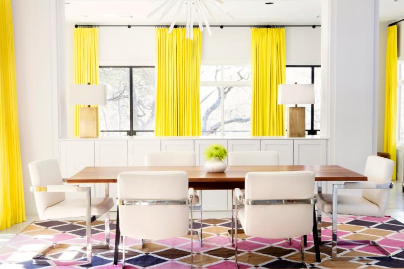 Dining Room and Yellow Curtains