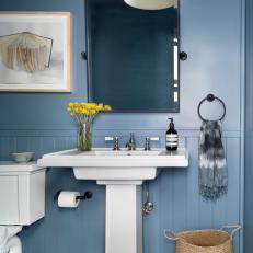 Blue Bathroom With Patterned Floor
