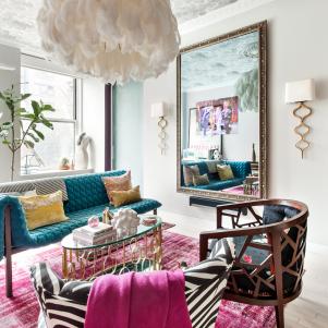 This small eclectic living room is full of style and fun.