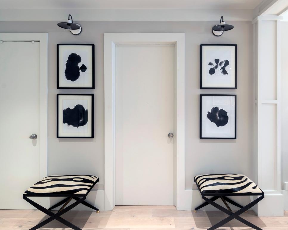 Black and White Foyer Sets Elegant Statement in Home's Entry Elegant Entry with Black and White Foyer