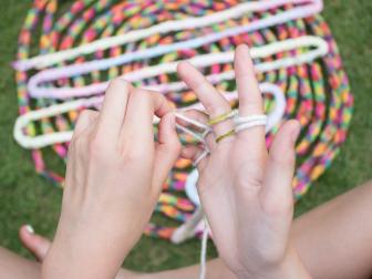Make a crown or bracelet while finger knitting. 