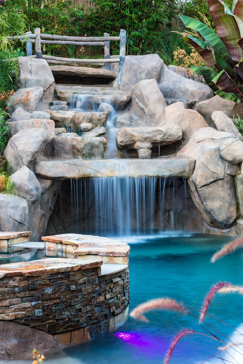 Tropical Swimming Pool With Waterfall Tropical Swimming Pool With Waterfall