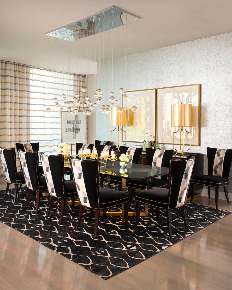 Midcentury Modern Dining Room With Glass-Topped Dining Table Custom, Glass Top Dining Table in Midcentury Modern Dining Room