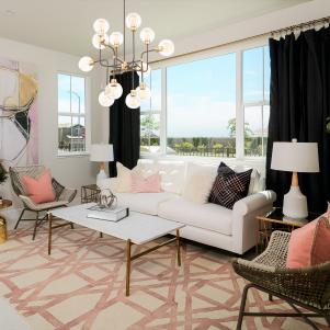 Living Room With Midcentury Modern Elements and Great View