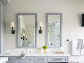 Double Mirrors Make Master Bathroom Vanity Feel Larger 