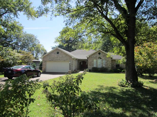 This brick, ranch style home sits back on a nicely landscaped front yard in Nashville, TN, as seen on House Hunters.