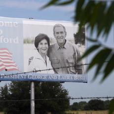 George and Laura Bush Billboard in Crawford, TX