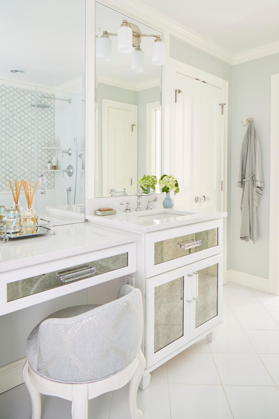 Blue Cottage Bathroom With Dressing Table Blue Cottage Bathroom