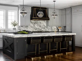 Gray Kitchen With Black Island