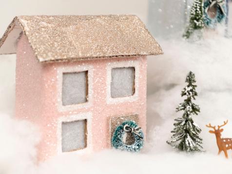 DIY Holiday Glitter Village Houses