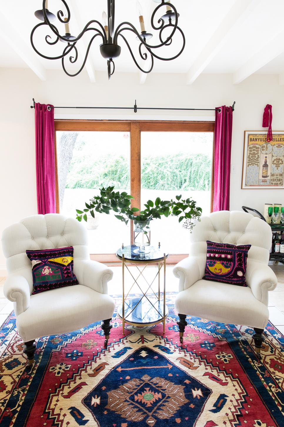 Multicolored Sitting Area With Tufted Armchairs Multicolored Sitting Area