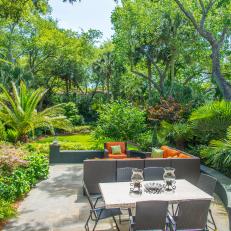 Tropical Backyard With Patio