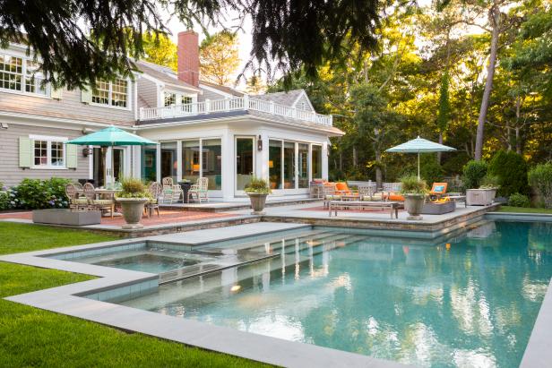 contemporary backyard with pool