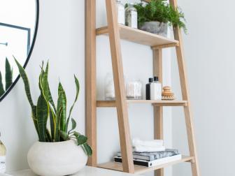 Neutral Wood Ladder Used as a Shelf 